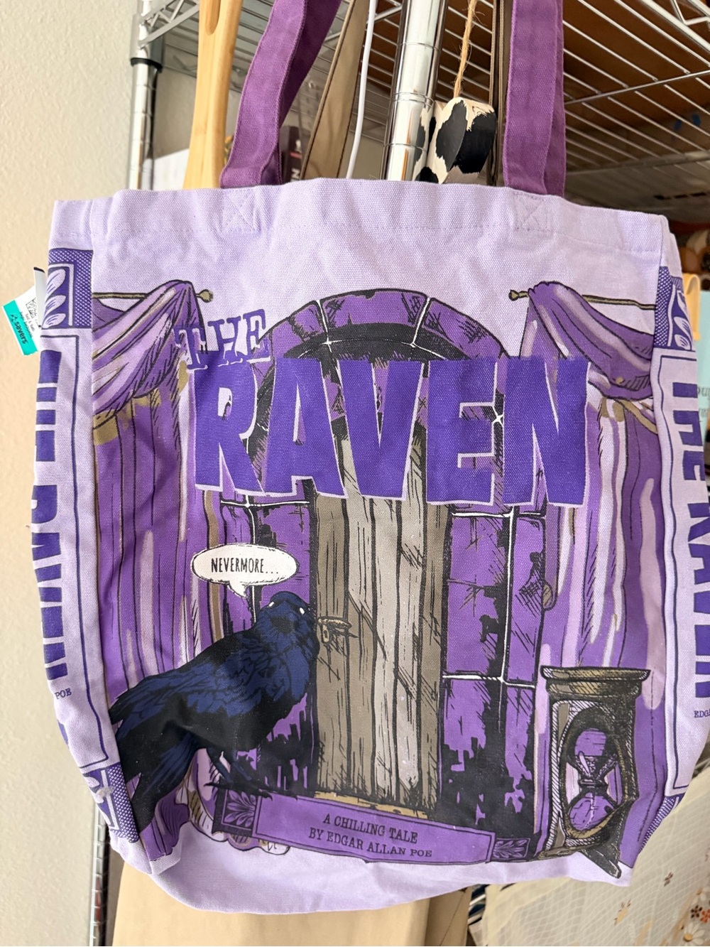 The Raven Graphic Tote Bag in Purple